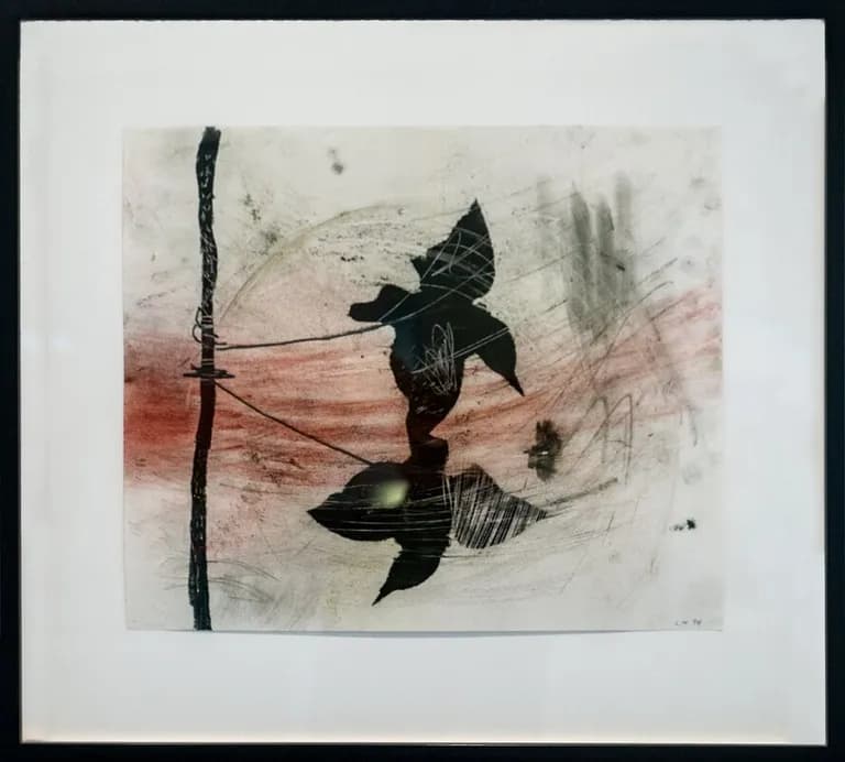 Lorna Marsh, Tethered Bird IIM, 1994, Mixed Media on Paper, Work Size: Work Size 14 x 17 in. Framed: 21 X 24 in