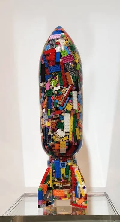 Lopez del Castillo, Ludic Deconstruction, 2023, Legos, Glass, 7,3 X 20 X 7,3 In