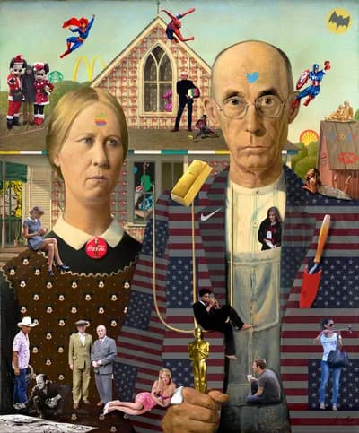 LLuis Barba, 2019, America & Grant Wood, American Gothic, Diasec, 57x 69 In