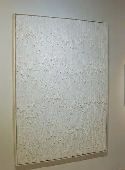 Enrique Machado, White Waterfall, Resin, Silicone and Oils on Wood, 74H x 54W In