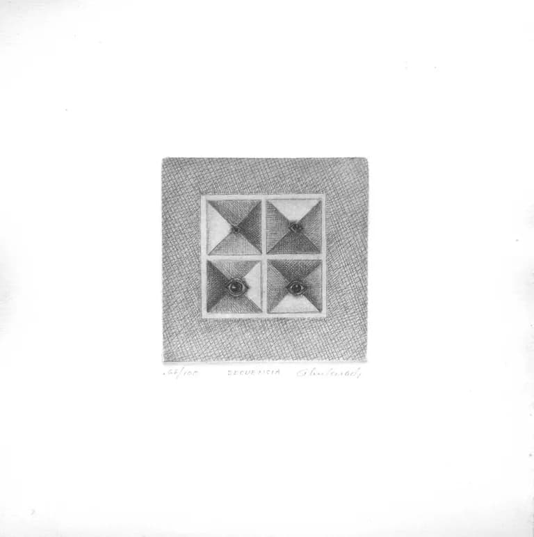 Rodolfo Abularach, Secuencia, lithograph al buril, edition 53 of 100