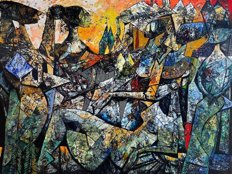Fredy Villamil, The Heartbeat of Silence, 2025, oil on canvas, 90 by 120 inches