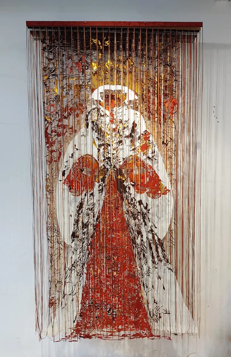 Javier Guadalupe, Queen Mary of England, 2022, textile collage