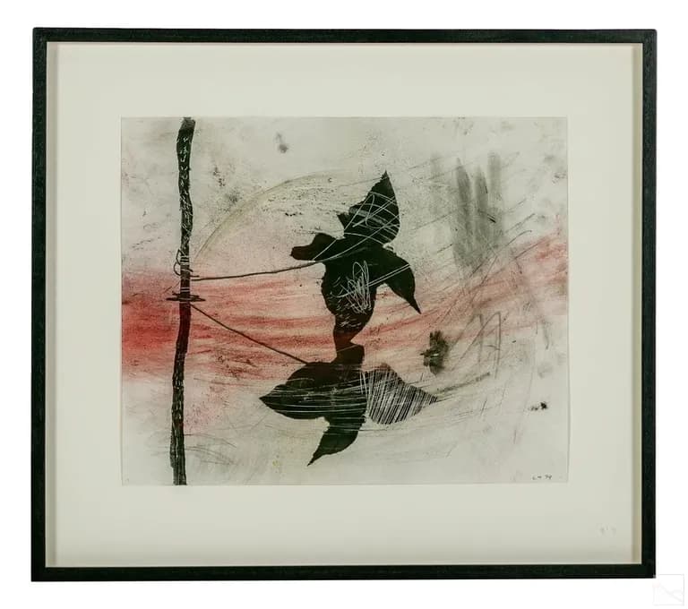 Lorna Marsh, Tethered Bird IIM, 1994, Mixed Media on Paper, Work Size: Work Size 14 x 17 in. Framed: 21 X 24 in