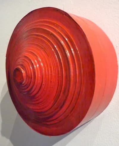 Daniel Fiorda, Wall Circles, 2007, Bank statement ATM machines paper painted, enamels, resin, Aprox 10'' diameter