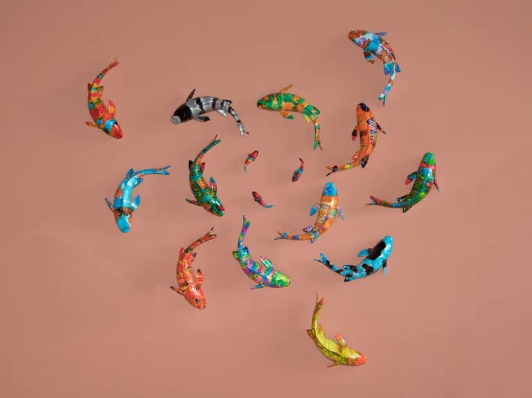 Ancizar Marin, Fish Installation, Car Paint on Fiberglass, Dimensions Vary