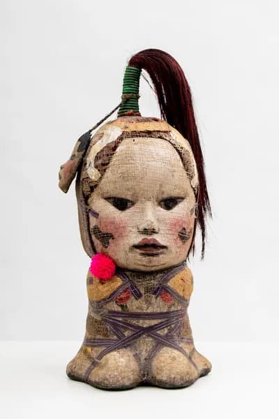 Mariana Monteagudo, Two Faced Warrior, Punk and Samurais, 2017, ceramic, concrete and paper