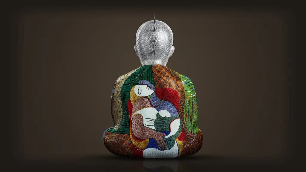 Metis Atash, Punkbuddha, Love Is All, from the back: the sleeping woman of Picasso's The Dream in crystal